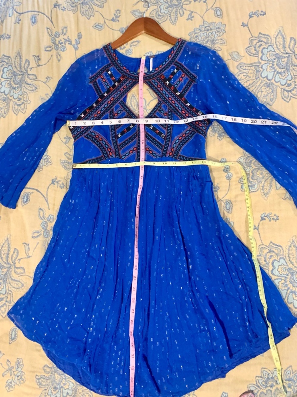 FREE PEOPLE All You Need Flowy Sheer Dress in Cobalt Blue - Picture 14 of 16